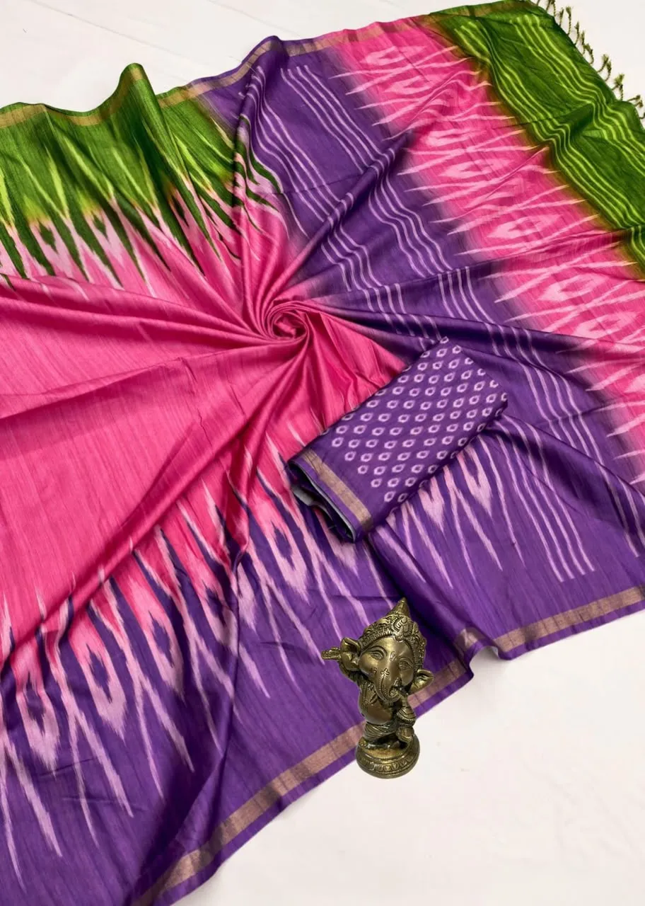 Lavender Purple Pochampally Ikat Silk Saree